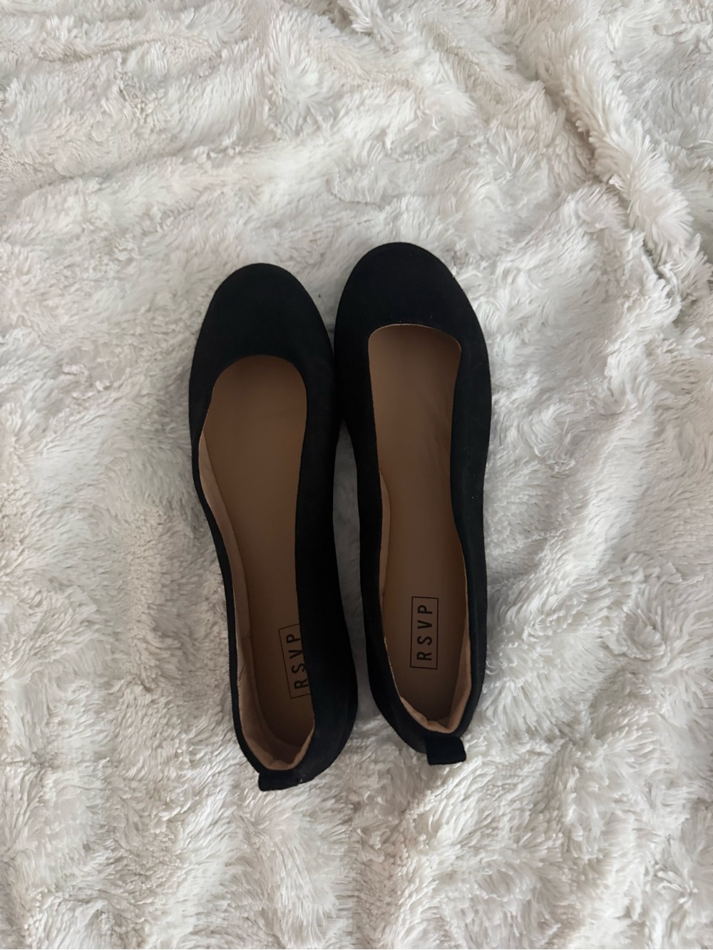 RSVP Black Suede Ballet Flats for Women